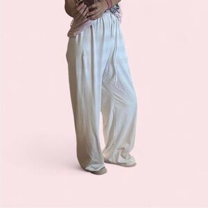 SHEIN Extra Wide Leg White Pants TALL Size M